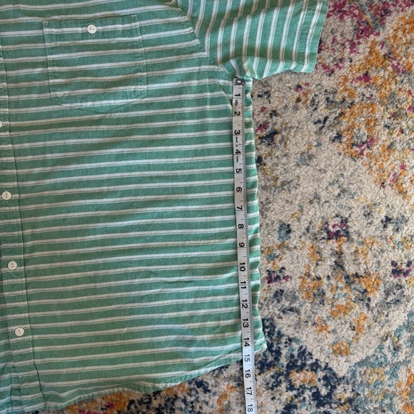 Scandia Woods Men’s Green/White Striped 100% Cotton Button Down Short Sleeve 2XL - Picture 10 of 11